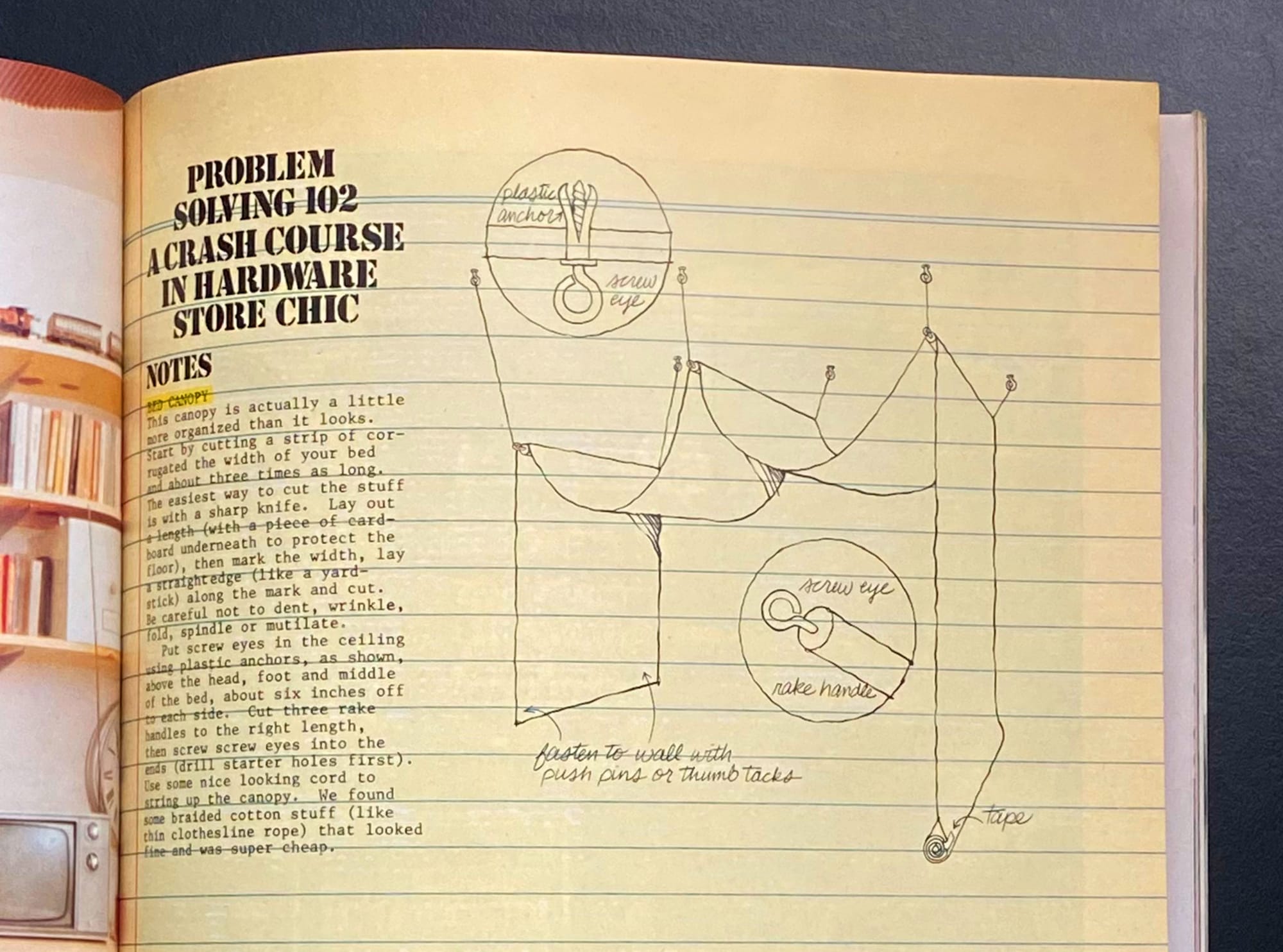 A diagram showing how to make the canopy.