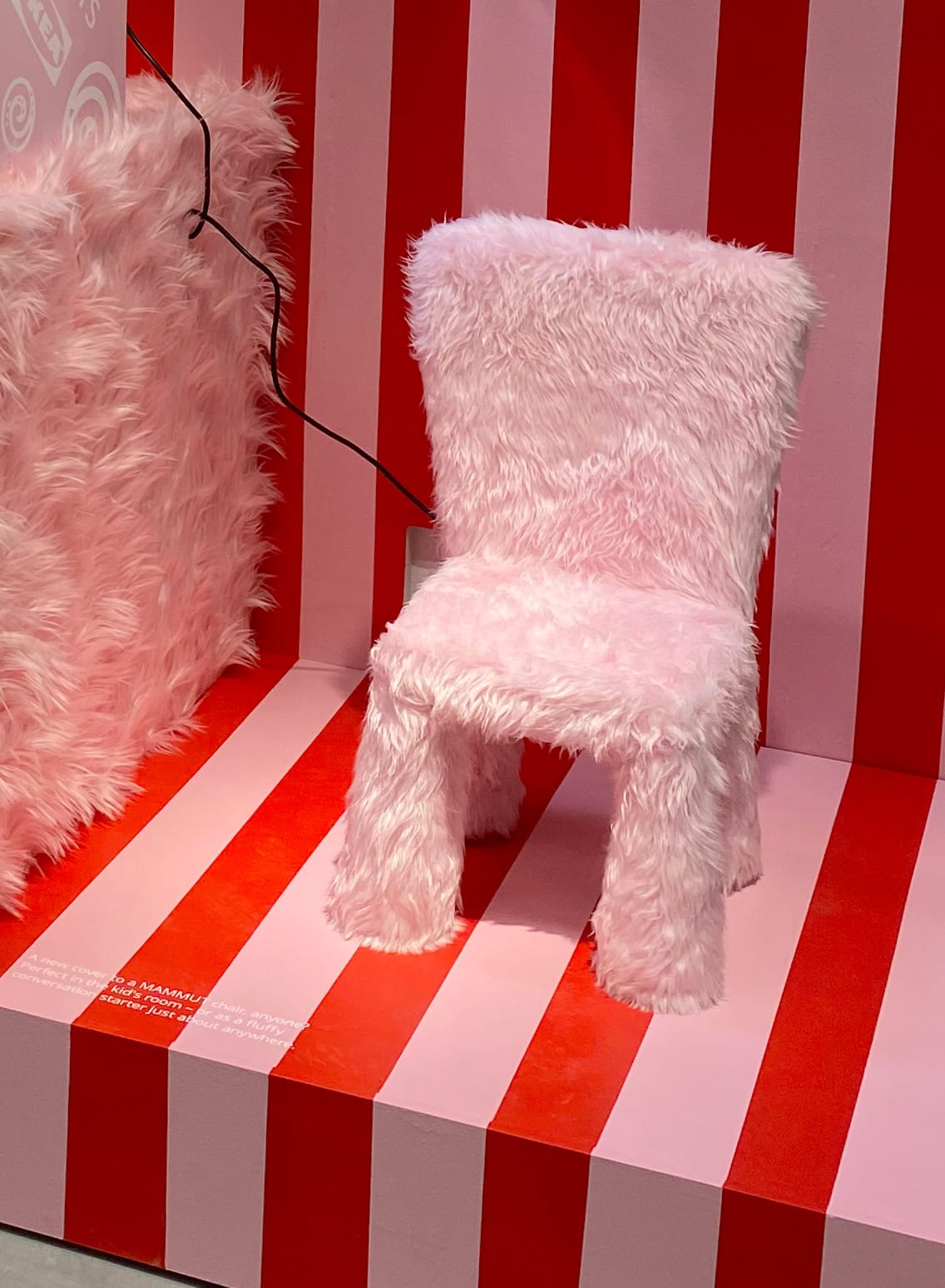 Furry pink chair.