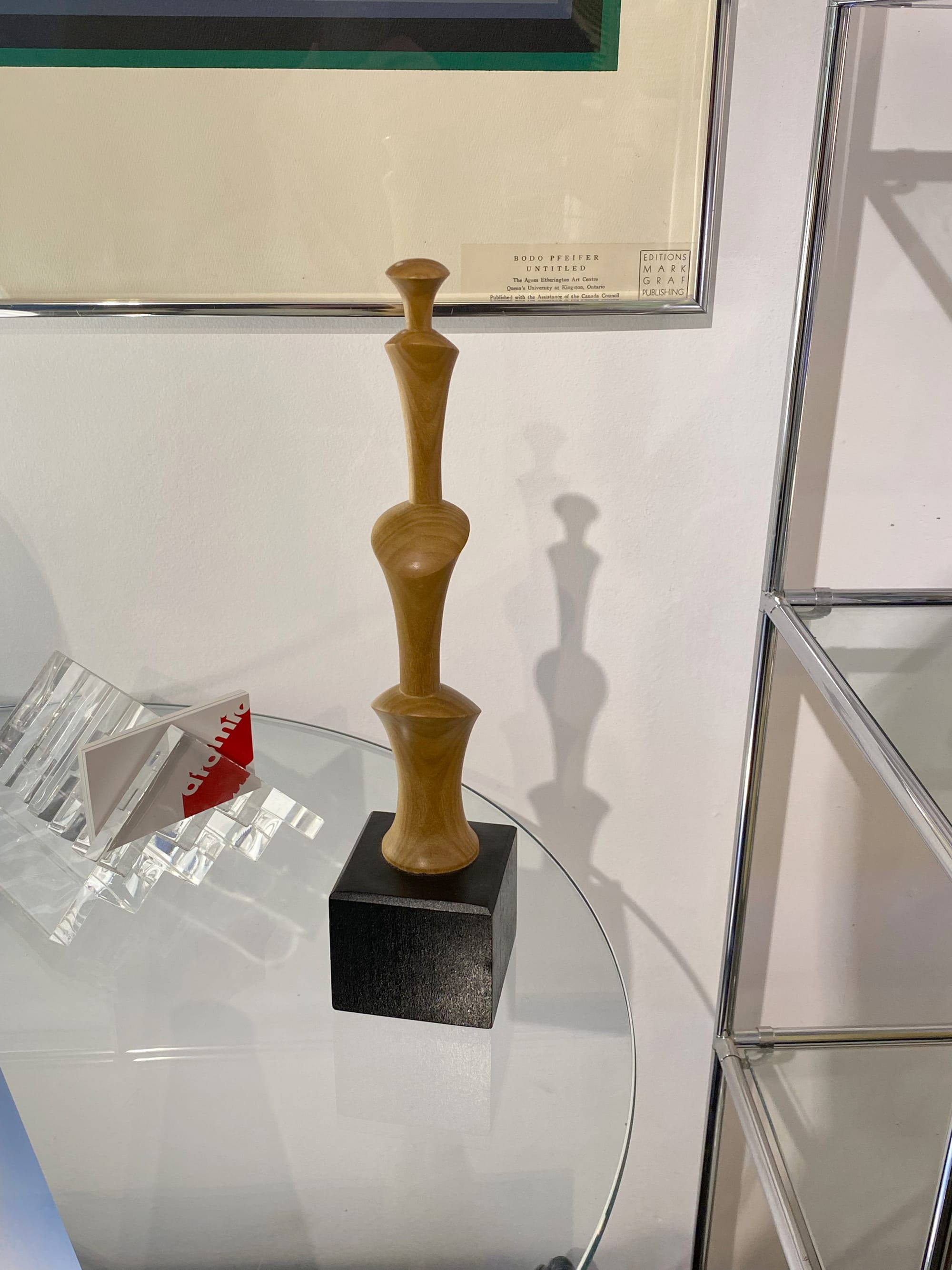 Small-scale abstract sculpture made of poplar.